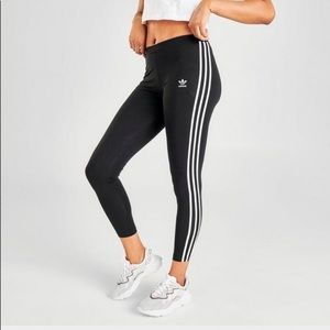 Adidas black striped leggings with wide band